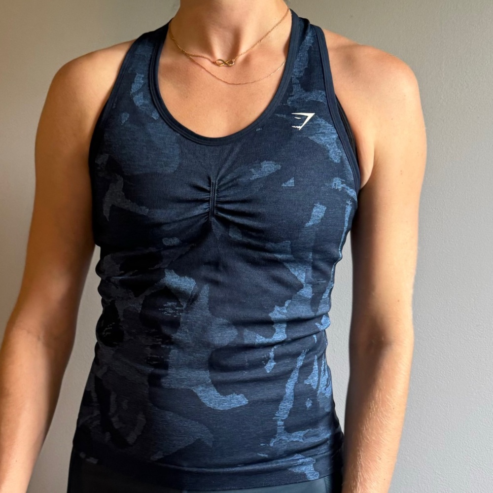 Gymshark Blue Camo Adapt Tank Top